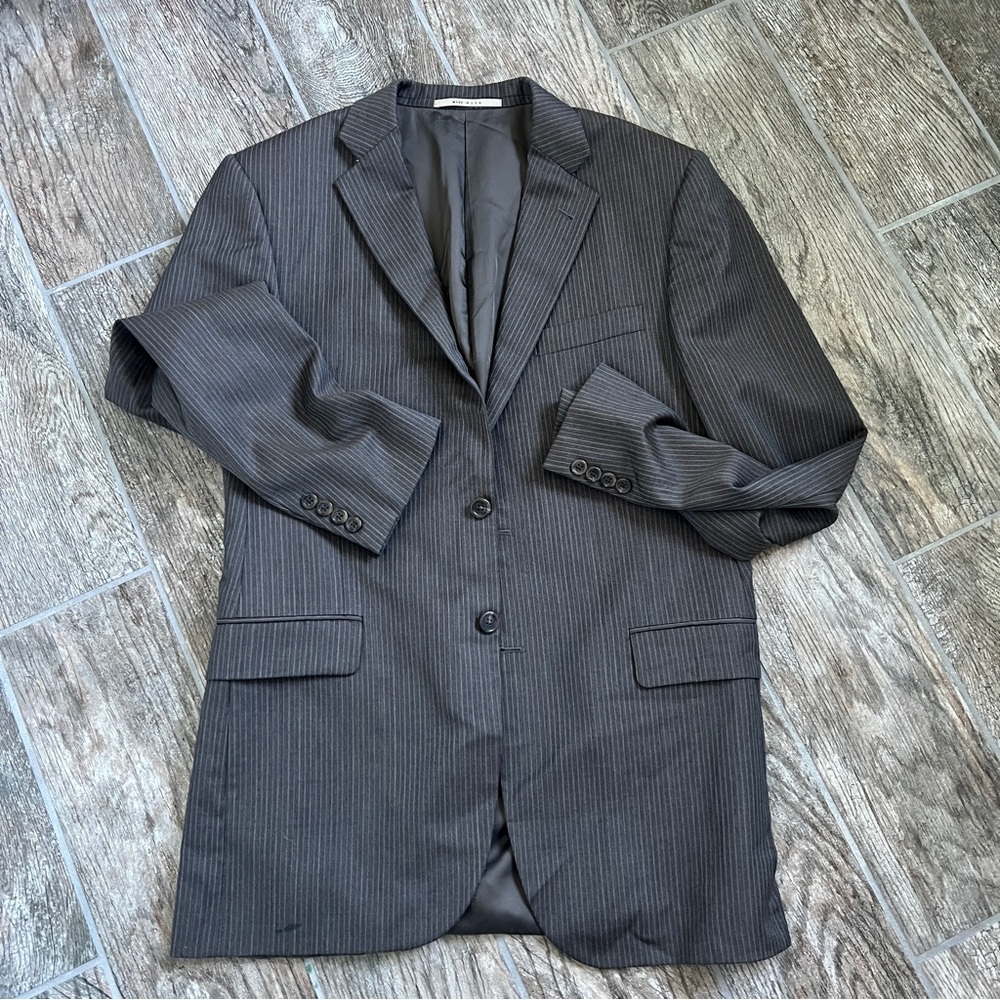 Burberry London Pinstriped Blazer, Brown Blue, 100% Wool, Men’s Size 40 Long - Picture 15 of 15